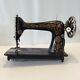 Antique 1899 Singer Sewing Machine Gold Black Red With Wheel Ornate Plates