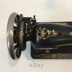 Antique 1899 Singer Sewing Machine Gold Black Red with Wheel Ornate Plates