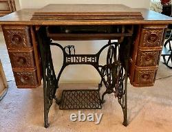 Antique 1900 Singer Treadle 6 Drawer Sewing Machine Oak Elizabethtown