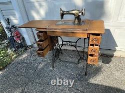 Antique 1900's Singer Treadle 7 Drawer Sewing Machine Oak No Pedal GREAT Cond