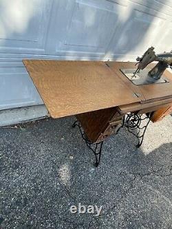 Antique 1900's Singer Treadle 7 Drawer Sewing Machine Oak No Pedal GREAT Cond