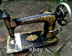 Antique 1901 Singer Model 27 Sewing Machine Gingerbread Tiffany Decals Working