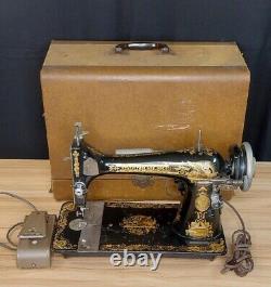 Antique 1901 Singer Treadle Sewing Machine Head #27 Sphinx Motorized with Case