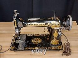 Antique 1901 Singer Treadle Sewing Machine Head #27 Sphinx Motorized with Case