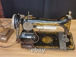 Antique 1901 Singer Treadle Sewing Machine Head #27 Sphinx Motorized with Case