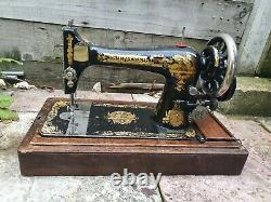 Antique 1902 Singer 27k Memphis Egyptian Sphinx Decals Handcrank Sewing Machine