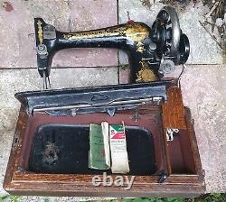 Antique 1902 Singer 27k Memphis Egyptian Sphinx Decals Handcrank Sewing Machine