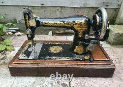 Antique 1902 Singer 27k Memphis Egyptian Sphinx Decals Handcrank Sewing Machine