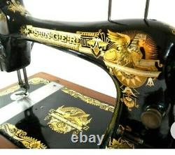 Antique 1902 Singer 27k Memphis Egyptian Sphinx Decals Handcrank Sewing Machine