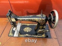 Antique 1902 Singer Treadle 7 Drawer Sewing Machine Oak #K158792 WithParts + Box