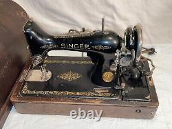 Antique 1910 SINGER SEWING MACHINE Motorized MODEL 66 + DOME CASE & KEY Oil Can