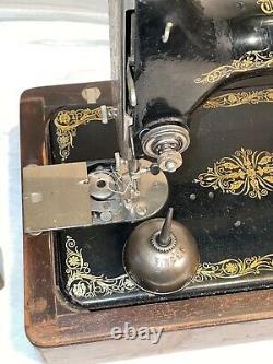 Antique 1910 SINGER SEWING MACHINE Motorized MODEL 66 + DOME CASE & KEY Oil Can