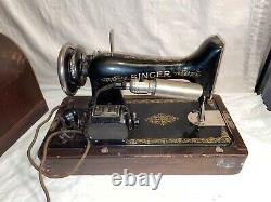 Antique 1910 SINGER SEWING MACHINE Motorized MODEL 66 + DOME CASE & KEY Oil Can