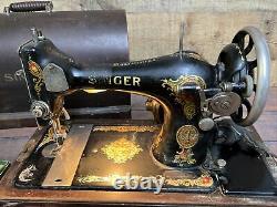 Antique 1910 Singer Model 66 Or 99 Sewing Machine Plus Extra Parts