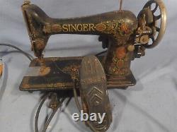Antique 1910 Singer Model 66 Red Eye Sewing Machine with RARE Pedal, Un-Tested