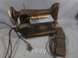 Antique 1910 Singer Model 66 Red Eye Sewing Machine with RARE Pedal, Un-Tested