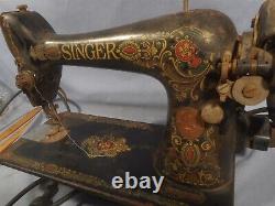 Antique 1910 Singer Model 66 Red Eye Sewing Machine with RARE Pedal, Un-Tested