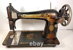 Antique 1910 Singer Portable Sewing Machine Egyptian Sphinx Gold G2879807 VTG
