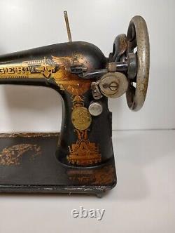 Antique 1910 Singer Portable Sewing Machine Egyptian Sphinx Gold G2879807 VTG