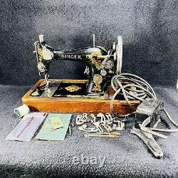 Antique 1910 Singer Sewing Machine G746417 with Bentwood Case Works Serviced READ