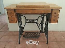 Antique 1910 Singer Sewing Machine with Oak Treadle Cabinet