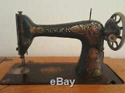 Antique 1910 Singer Sewing Machine with Oak Treadle Cabinet
