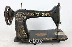 Antique 1916 Singer Red Eye Model 66 Treadle Sewing Machine + Belt ONLY Works