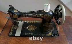 Antique 1917 Tiffany Gingerbread SINGER TREADLE SEWING MACHINE with Cabinet