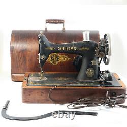 Antique 1918 Singer 99 Electric Portable Sewing Machine & Bentwood Case