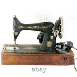 Antique 1918 Singer 99 Electric Portable Sewing Machine & Bentwood Case