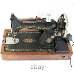 Antique 1918 Singer 99 Electric Portable Sewing Machine & Bentwood Case