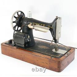 Antique 1918 Singer 99 Electric Portable Sewing Machine & Bentwood Case