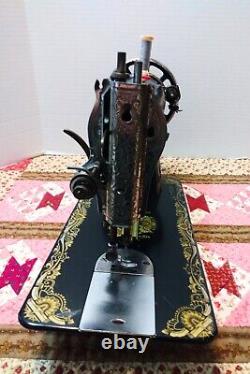 Antique 1920 Singer 15K Sphinx Egyptian Decals Sewing Machine Treadle Or Crank