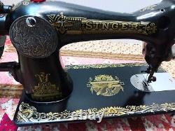 Antique 1920 Singer 15K Sphinx Egyptian Decals Sewing Machine Treadle Or Crank