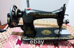Antique 1920 Singer 15K Sphinx Egyptian Decals Sewing Machine Treadle Or Crank