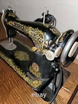 Antique 1920 Singer 15K sewing machine Head with tiffany decals rare Collectable