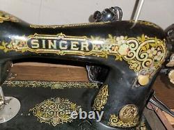 Antique 1920 Singer 15K sewing machine Head with tiffany decals rare Collectable