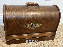 Antique 1920 Singer 228 Portable Sewing Machine With Book/Case/Pedal