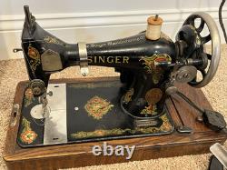 Antique 1920 Singer 228 Portable Sewing Machine With Book/Case/Pedal