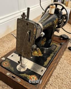 Antique 1920 Singer 228 Portable Sewing Machine With Book/Case/Pedal