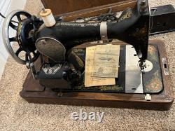 Antique 1920 Singer 228 Portable Sewing Machine With Book/Case/Pedal