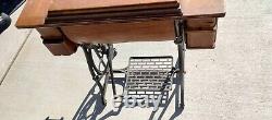 Antique 1920 Singer Red Eye Treadle Sewing Machine & Ornate Cabinet (shipg optn)