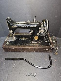 Antique 1920s Singer Sewing Machine Model 99 Wooden Bentwood Case & Knee Control