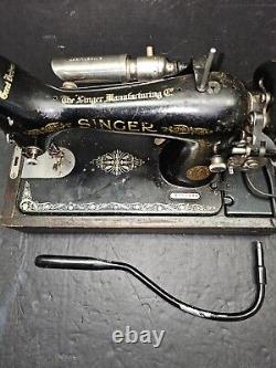 Antique 1920s Singer Sewing Machine Model 99 Wooden Bentwood Case & Knee Control