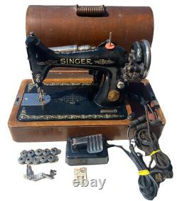 Antique 1922 Singer 99k Sewing Machine Bentwood Case Foot Pedal Light #Y699798