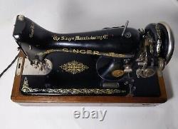 Antique 1922 Singer 99k Sewing Machine Bentwood Case, Knee Pedal/Lever Vintage