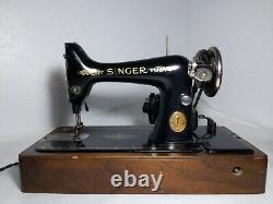 Antique 1922 Singer 99k Sewing Machine Bentwood Case, Knee Pedal/Lever Vintage