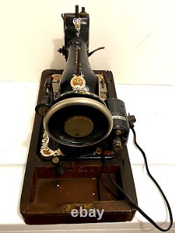 Antique 1923 Original Singer Sewing Machine, Electric Motor, # G9967731, Rare