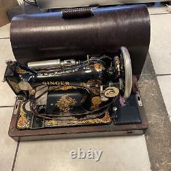 Antique 1926 AB Singer Sewing Machine Model 99 60 Cycles 110 Volt With Wood Case