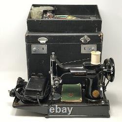 Antique 1948 Singer Featherweight Sewing Machine 221-1 withCase, Manual & Extras